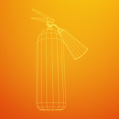 Fire extinguisher. Wireframe low poly mesh vector illustration.