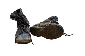 Old Combat Boots isolated on white background