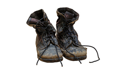 Old Combat Boots isolated on white background