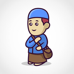 Cute muslim character mascot design