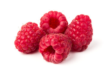 Fresh  red raspberry isolated on white background. Berry in close-up