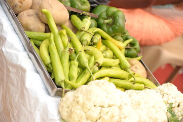 Green chilli on a table