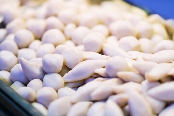 Close up pile of meatballs thai street food market