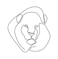 continuous one line drawing of a lion's head. Vector illustration