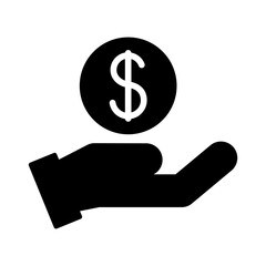 hand lifting coin silhouette style icon