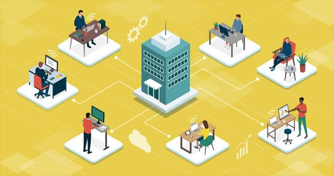 Business company managing telework online