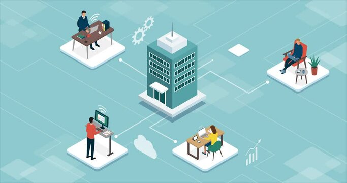 Business company managing telework online