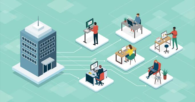 Business company managing telework online