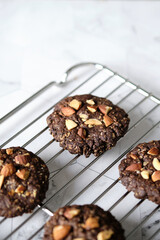 Fresh Baked Dark Chocolate with Almond nut cookies.