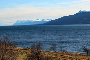 mountain lake and mountains