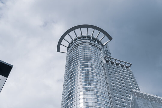 Frankfurt am Main, Germany - June 28, 2020: Westendstrasse 1, 53-storey skyscraper forming the headquarters of DZ Bank. The tower is the the third tallest skyscraper in Germany