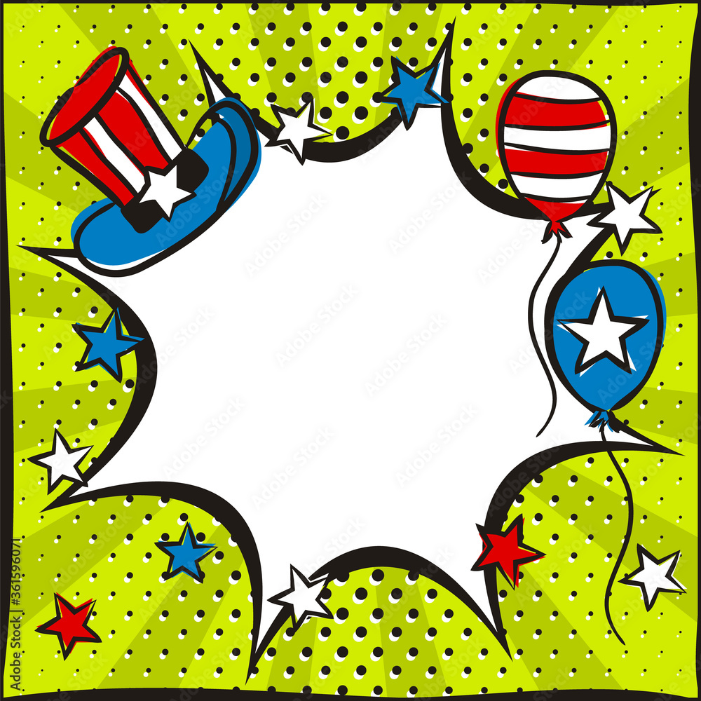 Wall mural bright pop art picture for usa independence day. template by july 4th in national colors of the unit