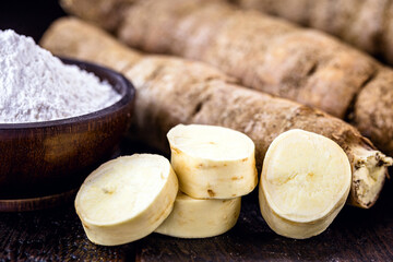 Brazilian cassava flour, called polvilho, cassava starch, carimã or gum, is the starch of cassava.