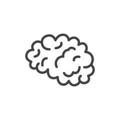 Brain or mind side view line art. Vector icon.