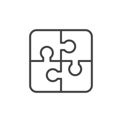 Puzzle with four parts line icon. Vector Illustration.