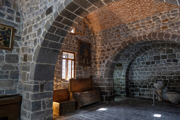 Virgin Mary Syriac Orthodox Church in Diyarbakir, Turkey.  Detail from inside the church.
