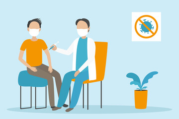 COVID-19 vaccination. Cartoon style. Vector illustration.