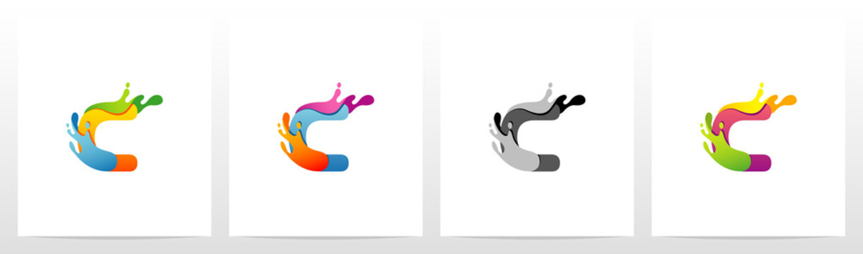 Colorful Splashes On Letter Logo Design C