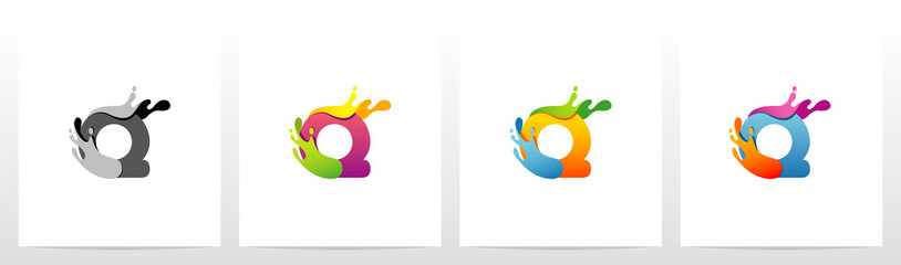 Colorful Splashes On Letter Logo Design Q