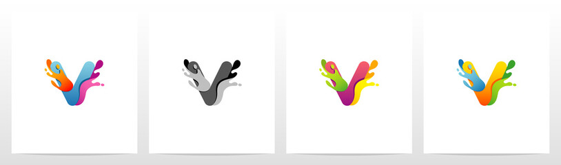 Colorful Splashes On Letter Logo Design V