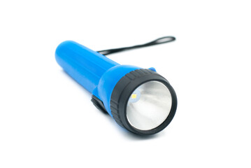 A blue flashlight on a white background