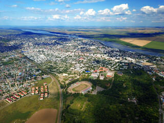 Beautiful Aerial View Of Braila City And Danube River Romania Europe