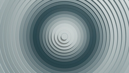 Abstract circles pattern with offset effect and smooth black and white gradient. Animation of light and dark clean rings. Abstract background for business presentation. 3d illustration