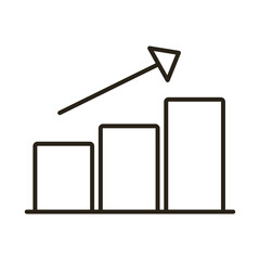statistics bars with arrow line style icon