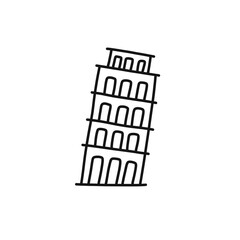 tower of pisa doodle icon, vector line illustration