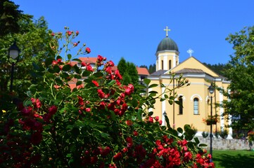 the old town church in flowers