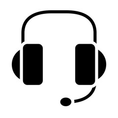 headphones with microphone icon, silhouette style