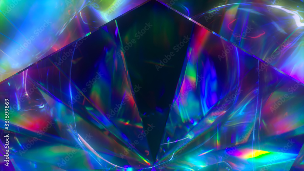Poster the light passes through the facets of a slowly rotating diamond and creates repetitive sparkling hi