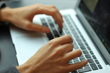 Fototapeta na wymiar close up of a businessman using a laptop