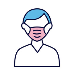 male wearing medical mask line and fill style icon