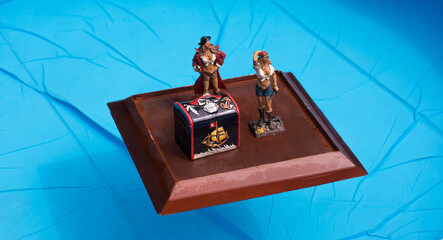 pirate figures on a raft