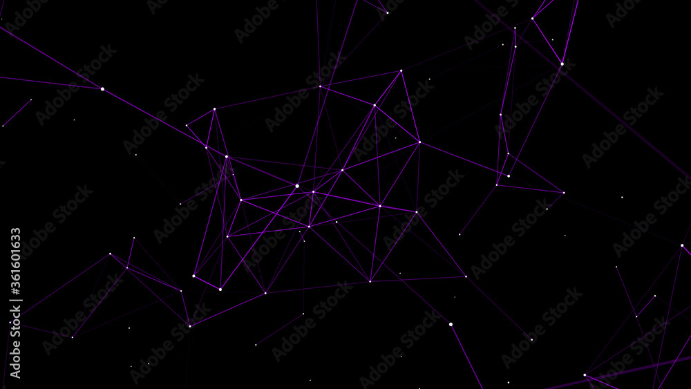 Poster digital plexus of glowing lines and dots. abstract background. 3d rendering. network or connection. 