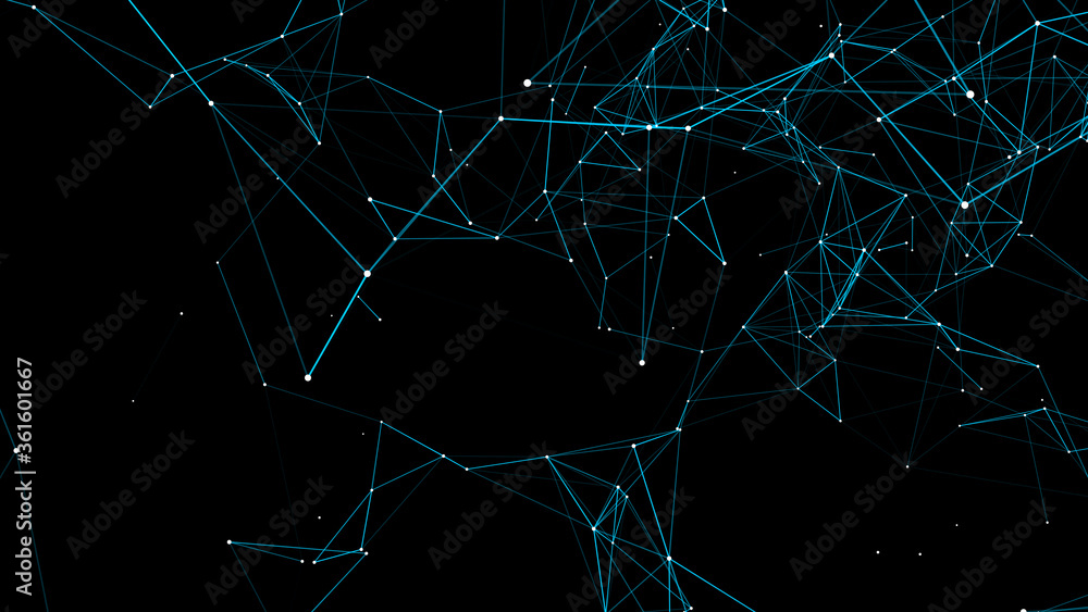 Poster digital plexus of glowing lines and dots. abstract background. 3d rendering. network or connection. 