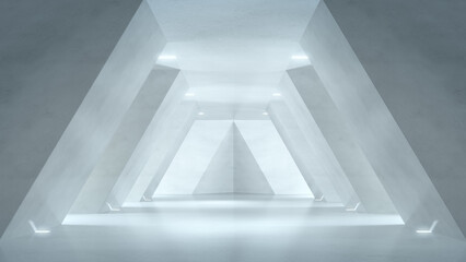 Empty white modern tunnel, abstract interior background,3D rendering.