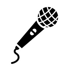 classic microphone with cord icon, silhouette style