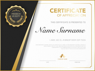 diploma certificate template red and gold color with luxury and modern style vector image, suitable for appreciation.  Vector illustration.