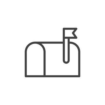 Mail box outline icon. Vector illustration.