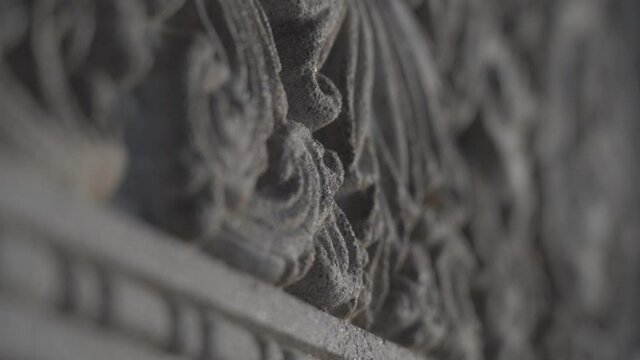Macro Shot Of Ancient Carvings On A Pillar In Independence Memorial Hall, Independence Square, Colombo, Sri Lanka - extreme close up