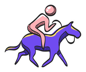 Color Sketch Icon Horse riding
