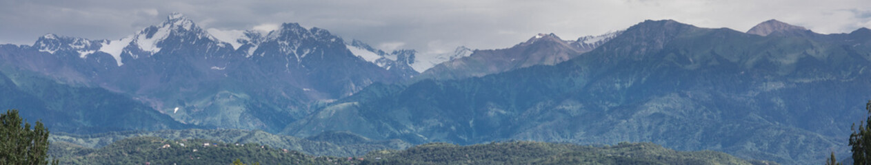 panorama of the mountains of Zailiysky Alatau, Kazakhstan, Almaty