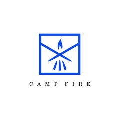 Camp fire logo in vintage style design.