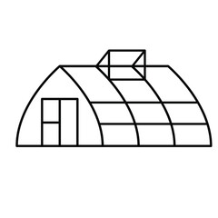 Greenhouse outline vector icon isolated on white background