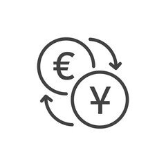 Currency exchange icon. Exchange Euro to Yuan. Vector Illustration.