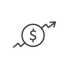 Dollar growth icon. Chart up. Vector Illustration.