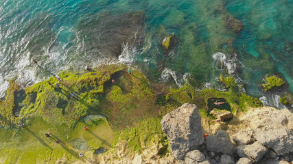 Pantai Tegal Wangi Beach, island of Bali. Indonesia. Aerial view.