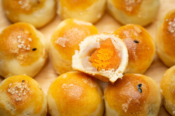 Chinese pastry filled with mung bean paste, taro, and salted egg.